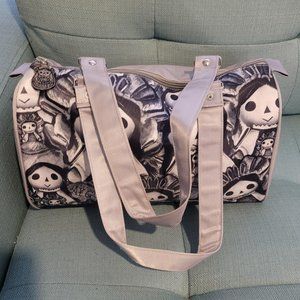 Grey bag with doll drawing